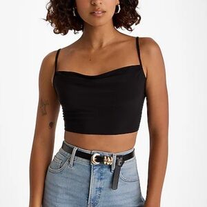 Express Women's Cropped Cami Size XL Black Cowl Neck Made in USA NWT $44